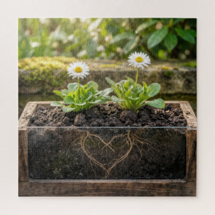 Puzzle Plantas de margaritas blancas en una caja de flore