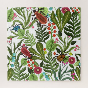 Puzzle Plantas e insectos decorativos: diseño sin inconve
