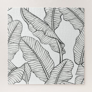 Puzzle Plantas tropicales, flores, boceto de la jungla.