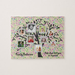 Puzzle Plantilla de árbol de familia de collages de fotos