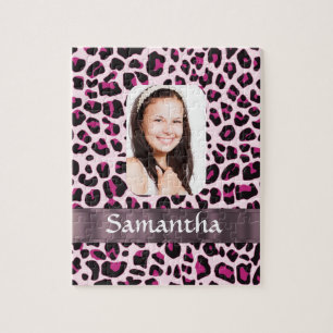 Puzzle Plantilla de foto de impresión de leopardo rosa