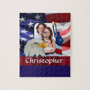 Puzzle Plantilla de fotos de iconos norteamericanos patri