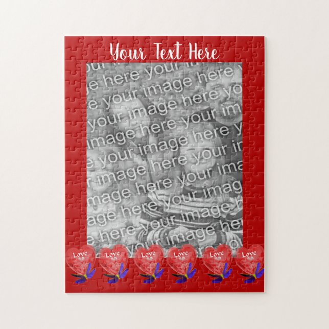 Puzzle Plantilla de marco de fotos de amor de globos con  (Vertical)