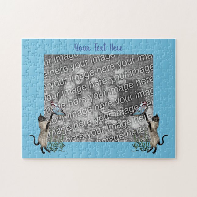 Puzzle Plantilla de marco fotográfico para gatos y maripo (Horizontal)