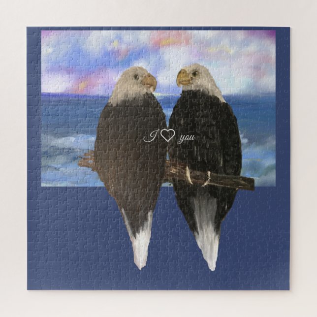 Puzzle Plantilla de texto personalizado de dos águilas (Vertical)