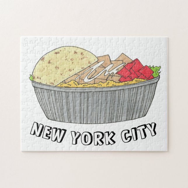 Puzzle Plata de pollo y arroz NYC Comida de carrito halal (Horizontal)