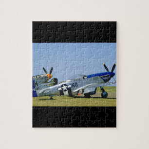 Puzzle Plata y azul, P51 mustango, aviones de Side_WWII