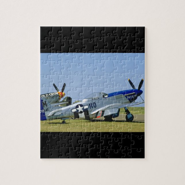 Puzzle Plata y azul, P51 mustango, aviones de Side_WWII (Vertical)