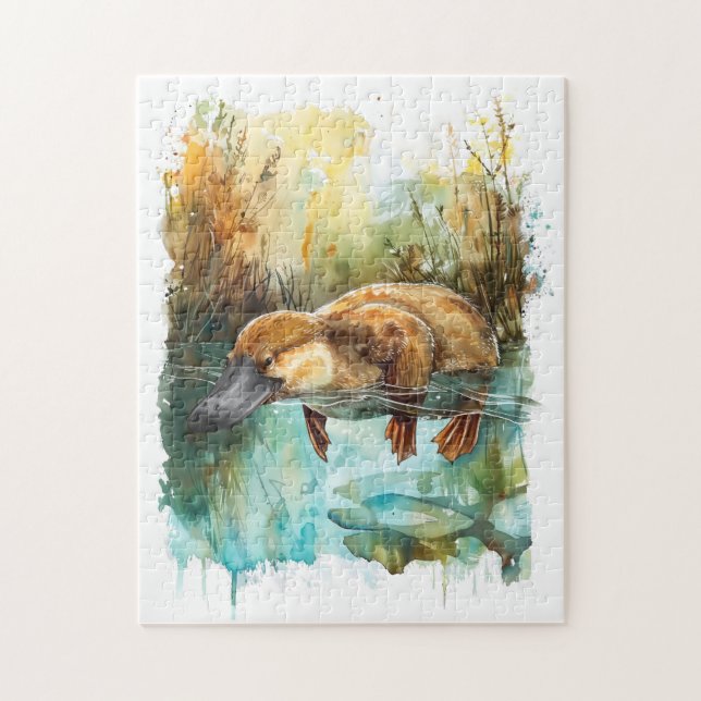 Puzzle Platypus acuarela Natación en estanque (Vertical)