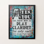 Puzzle Play Clarinet - Funny Anuncio de época<br><div class="desc">Un caprichoso y falso anuncio de un periódico victoriano para "Aprende a tocar el Clarinet".</div>