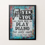 Puzzle Play Piano - Funny Anuncio de época<br><div class="desc">Un caprichoso y falso anuncio de un periódico victoriano a 'Aprende a tocar el piano'.</div>