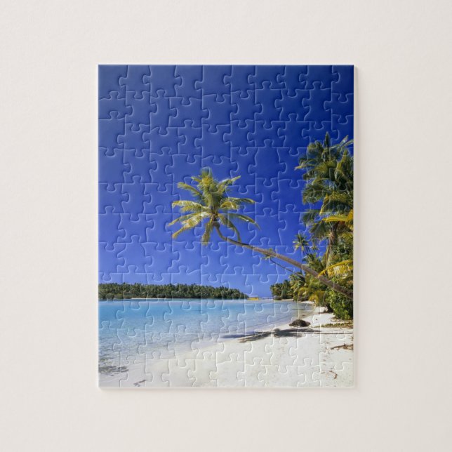 Puzzle Playa bordeada de palmeras Islas Cook (Vertical)