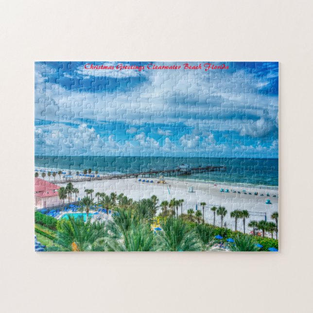 Puzzle Playa Clearwater Florida. Saludos de Navidad (Horizontal)