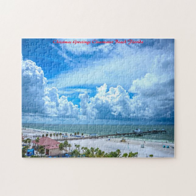Puzzle Playa Clearwater Florida. Saludos de Navidad (Horizontal)