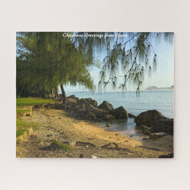 Puzzle Playa costera Guam. Felicitaciones de Navidad (Horizontal)