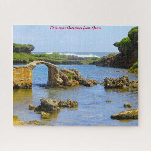 Puzzle Playa Costera Guam.Saludos de Navidad (Horizontal)