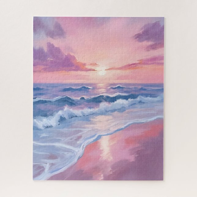 Puzzle Playa de Algodón de Azúcar | Pintura de Olas del O (Vertical)