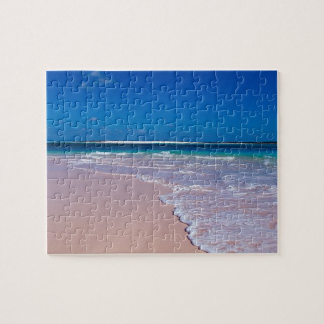 Puzzle Playa de arena rosa en Conch Bay, Cat Island, (Horizontal)