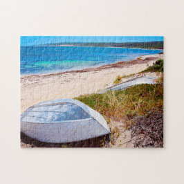 Puzzle Playa de barco blanco Blue Sky Ocean Photo