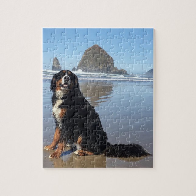 Puzzle Playa de Cannon para perros de montaña de Bernese (Vertical)