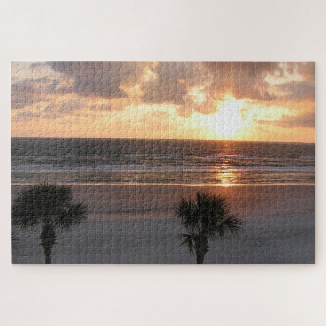 Puzzle Playa de Florida en Palmeras Sunrise (Horizontal)