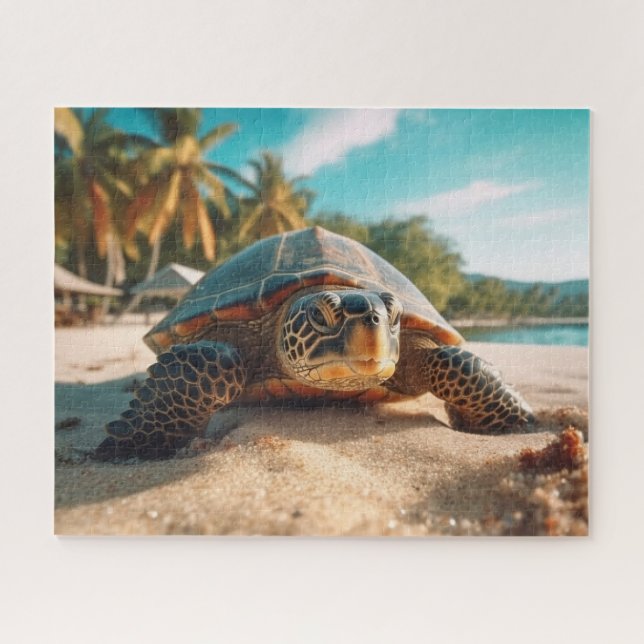 Puzzle Playa de Tortugas Arena Palmeras Tropicales Foto d (Horizontal)