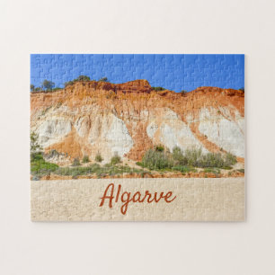 Puzzle Playa del Algarve Portugal con rocas rojas