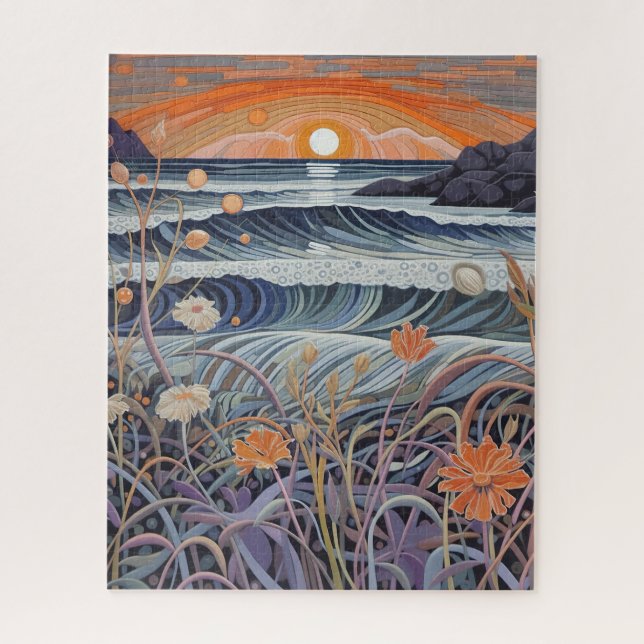 Puzzle Playa Marítima de Flores Silvestres (Vertical)