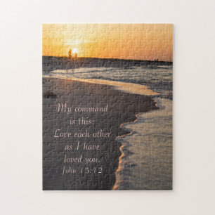 Puzzle Playa Pareja Caminando Al Sunrise John 15 12