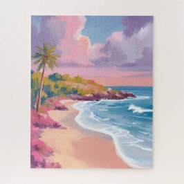 Puzzle Playa Rosada | Pintura del Océano Rosa