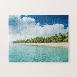 Puzzle Playa Tropical con Palmeras