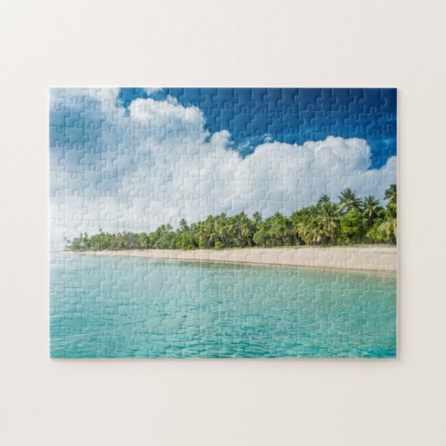 Puzzle Playa Tropical con Palmeras (Horizontal)