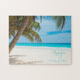 Puzzle Playa tropical Turquesa Monograma Palm Tree