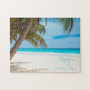 Puzzle Playa tropical Turquesa Monograma Palm Tree