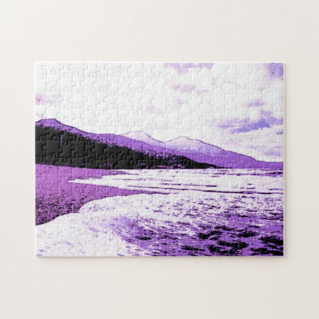Puzzle Playa Twilight en violeta y violeta (Horizontal)