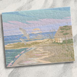 Puzzle Playa veraniega del atardecer<br><div class="desc">Trasladarse a la serena felicidad costera de un día de verano con este rompecabezas de arte, capturando la esencia de una tranquila escena playera. Los suaves tonos pastel de azul, rosa, violeta, tostado y crema evocan el tranquilo aura de una puesta de sol costera o de un amanecer, donde el...</div>