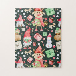 Puzzle Playful Christmas Aesthetic Pattern - Fun Holiday