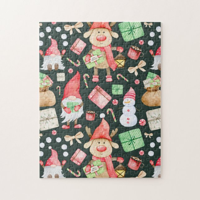 Puzzle Playful Christmas Aesthetic Pattern - Fun Holiday  (Vertical)