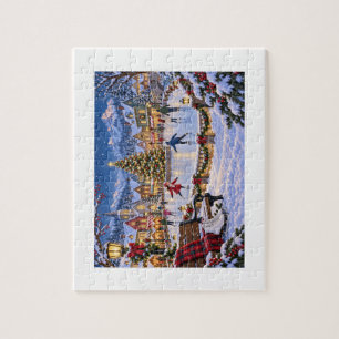 Puzzle Plaza de hielo de la ciudad nevada de Navidad Romp