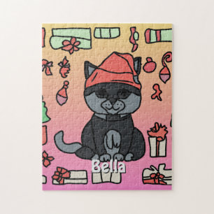 Puzzle Plaza de regalos de gato Minimalista de festividad