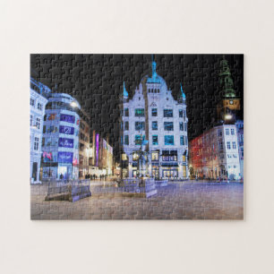 Puzzle Plaza del Ayuntamiento de Copenhague por la noche