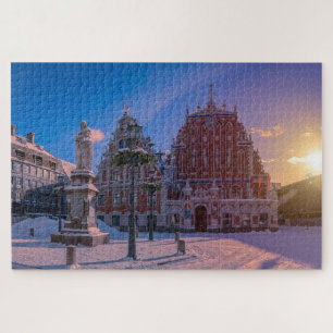 Puzzle Plaza del ayuntamiento de Riga en invierno rompeca