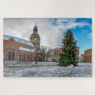 Puzzle Plaza Dome con árbol de Navidad en Riga