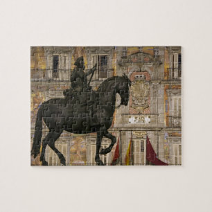 Puzzle Plaza Mayor con estatua de Filipe III, Madrid,