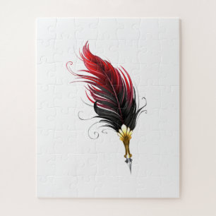 Puzzle Pluma de plumas rojas con nido de oro