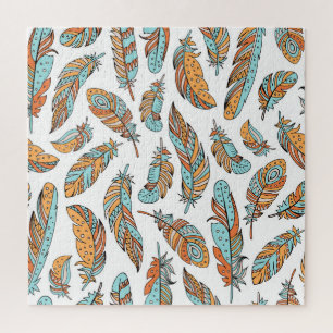 Puzzle Plumas decorativas: Arte Vintage de mano