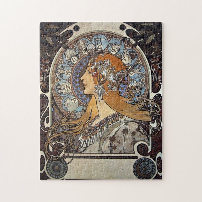 Puzzle Plume Zodiac Mujer de Alphonse Mucha - Art Nouveau (Vertical)
