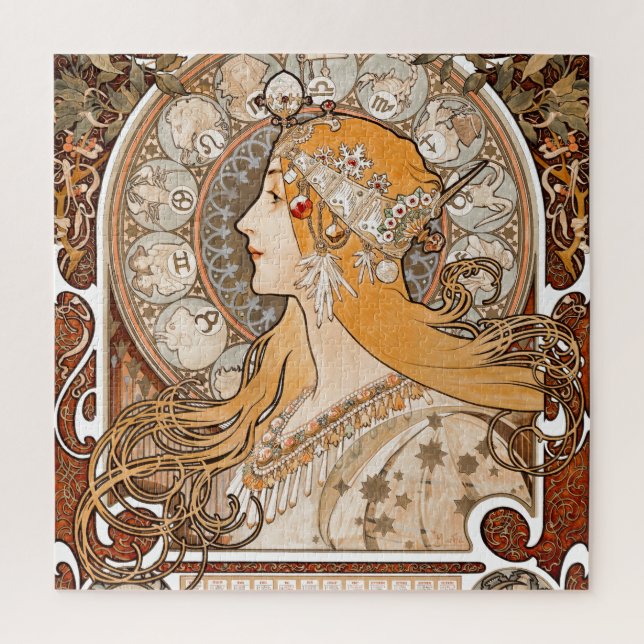 Puzzle Plume Zodiac Mujer de Alphonse Mucha - Art Nouveau (Vertical)