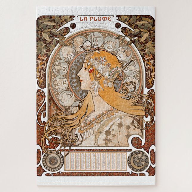 Puzzle Plume Zodiac Mujer de Alphonse Mucha - Art Nouveau (Vertical)