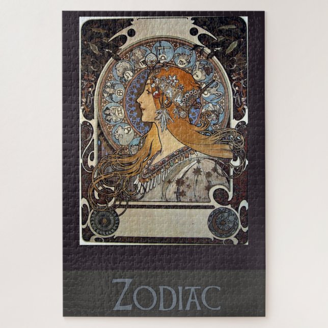 Puzzle Plume Zodiac Mujer de Alphonse Mucha - Art Nouveau (Vertical)